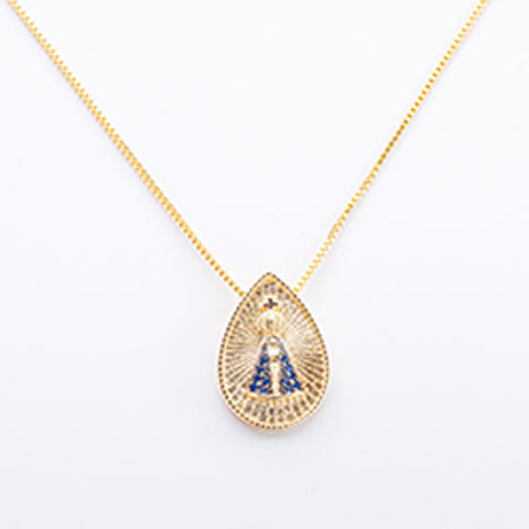 Colar Nossa Senhora Manto Azul Folheado