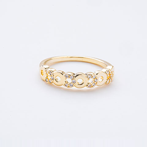 Anel Circulos Zirconia Folheado