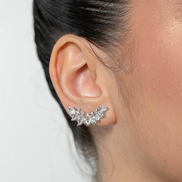 Brinco Gotas de Zirconia Colorida e Cristal