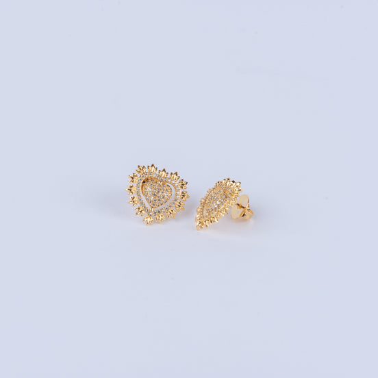 Brinco Coração Zirconia Folheado