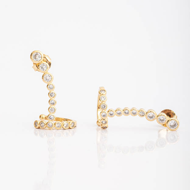 Brinco Earcuff Pontos de Zirconia Dourado