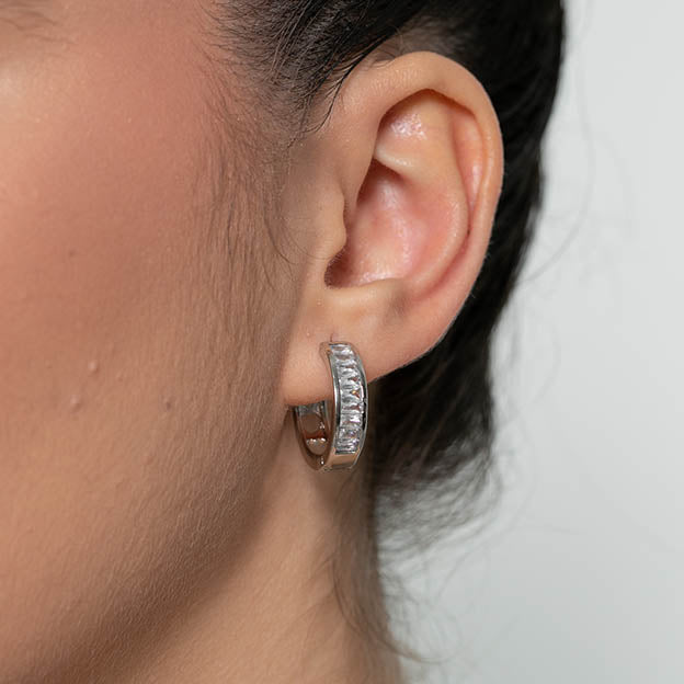 Argola Zirconia Colorido e Cristal Navete m