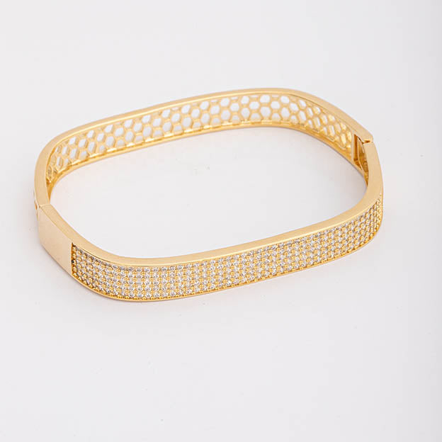 Bracelete Quadrado Zirconia Dourado