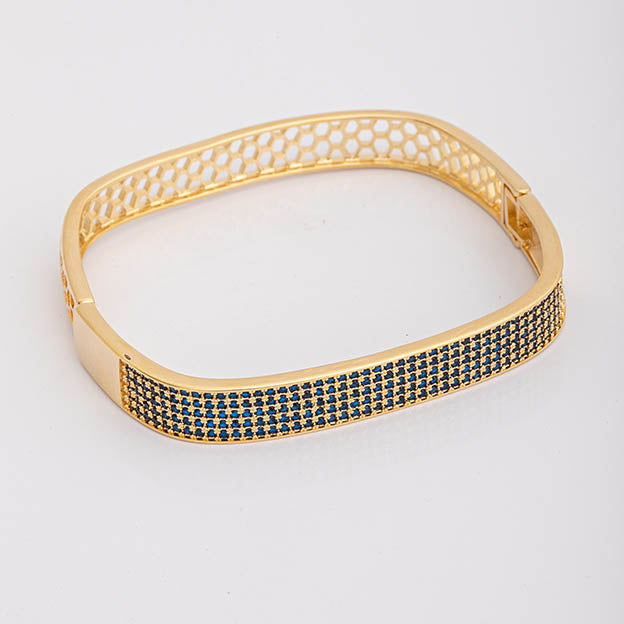 Bracelete Quadrado Zirconia Dourado