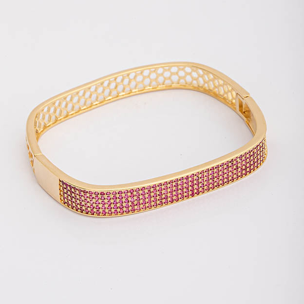 Bracelete Quadrado Zirconia Dourado